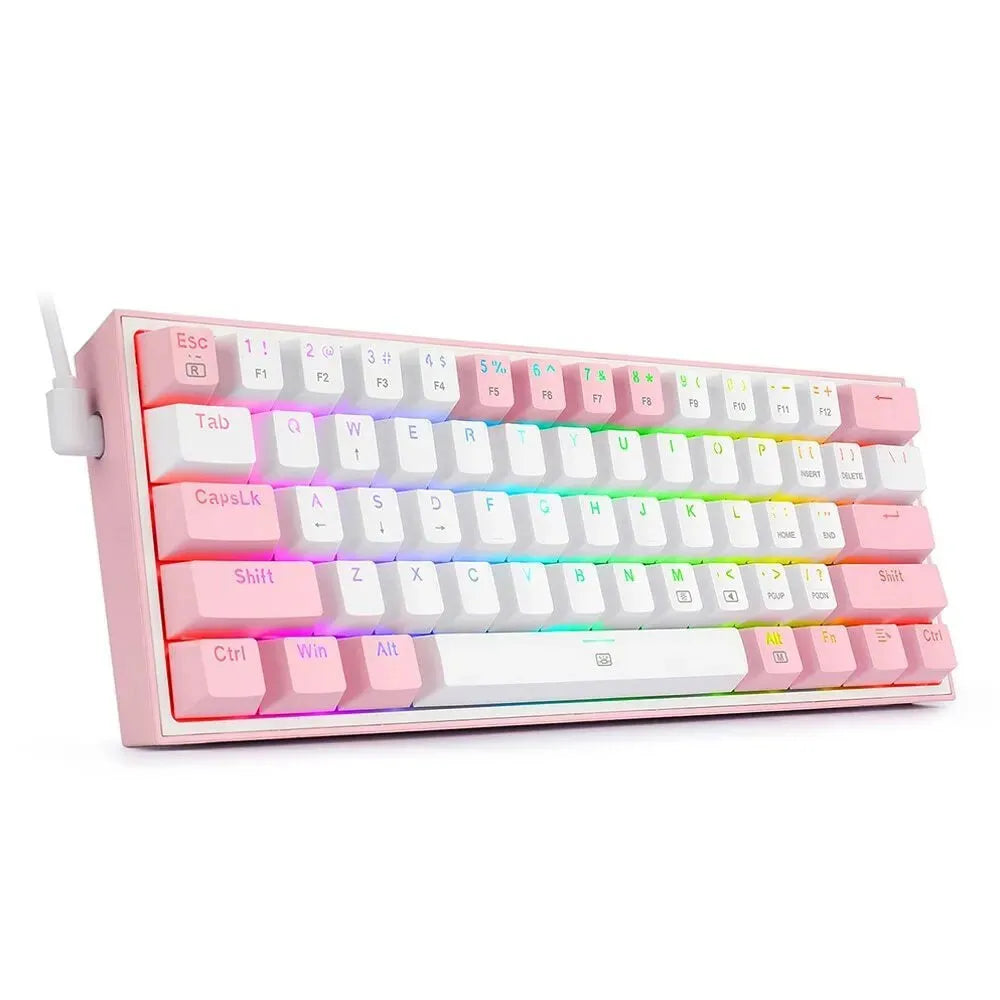 K617 mechanical keyboard with RGB lighting and white pink colour scheme