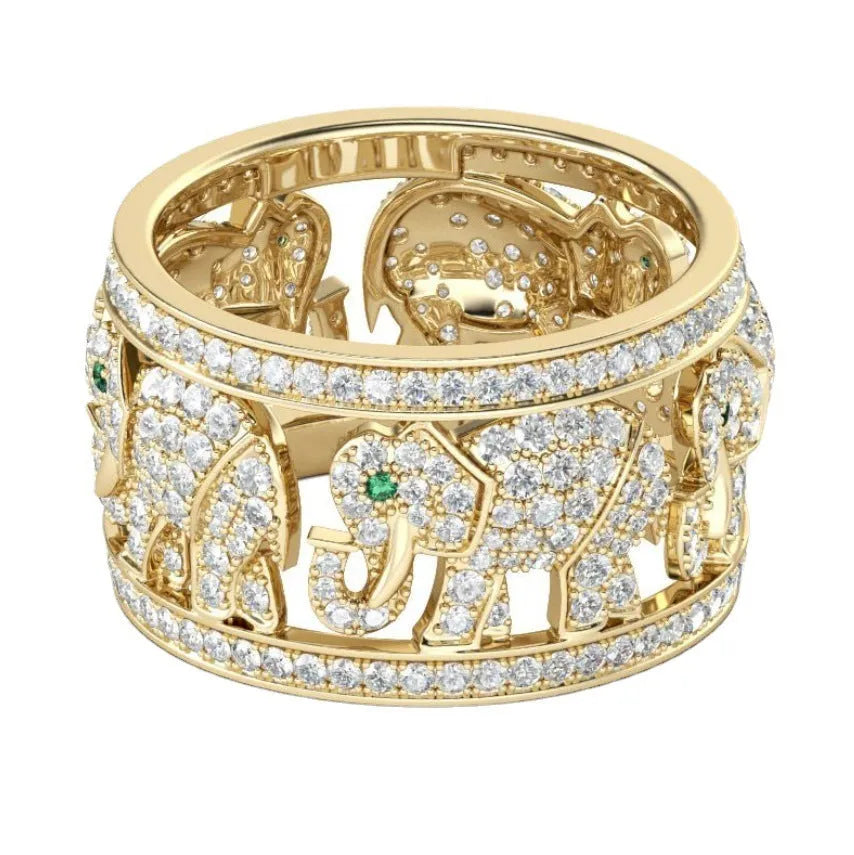Full diamond elephant fashion ring in electroplated alloy available sizes 6-10 AJZ141 or AJZ1935 colour