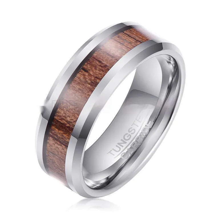 Men's U-shaped ring in 8mm rose gold or steel colour finish made from Ugyen material.