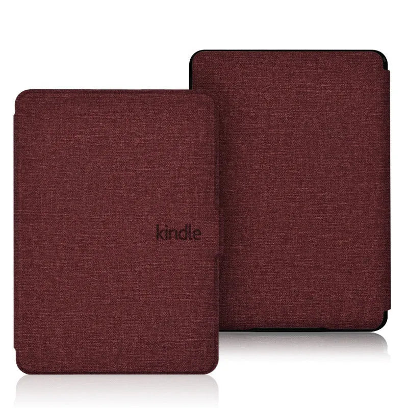 Linen leather style plastic protective case for Kindle Paperwhite with magnetic closure.