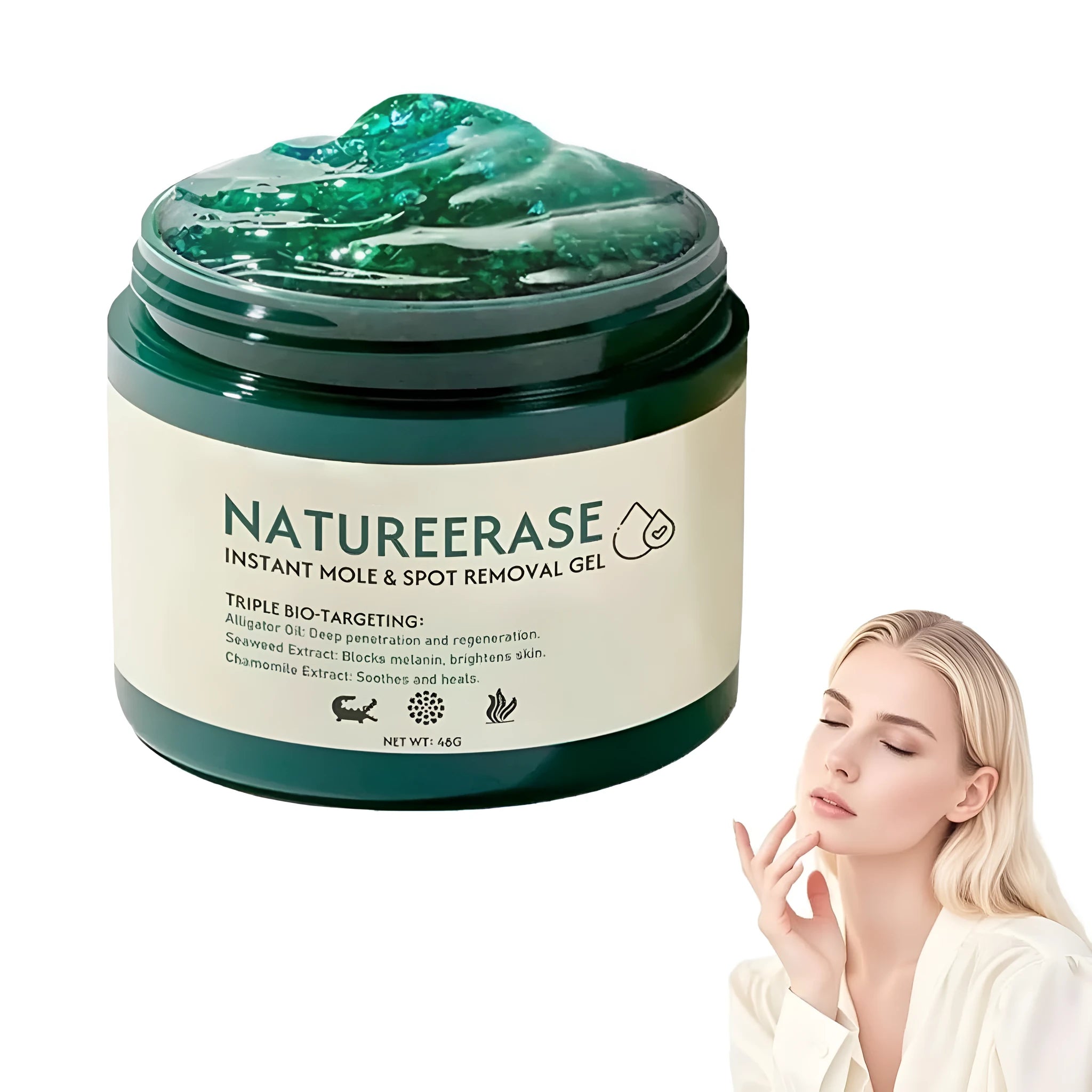 Natureerase 45g mole spot removal gel with hydrating formula and applicator