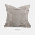 Square chenille woven sofa cushion in beige colour with textured surface and feather velvet core