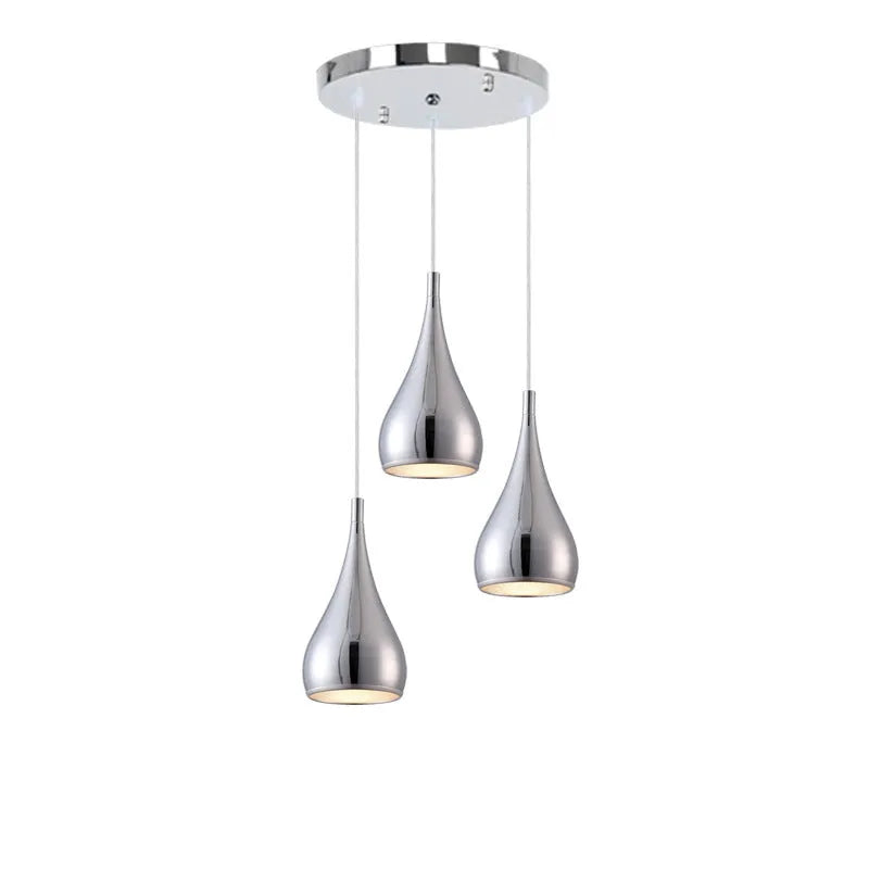 Minimalist iron restaurant chandelier bedside lamp in black, chrome or white finishes