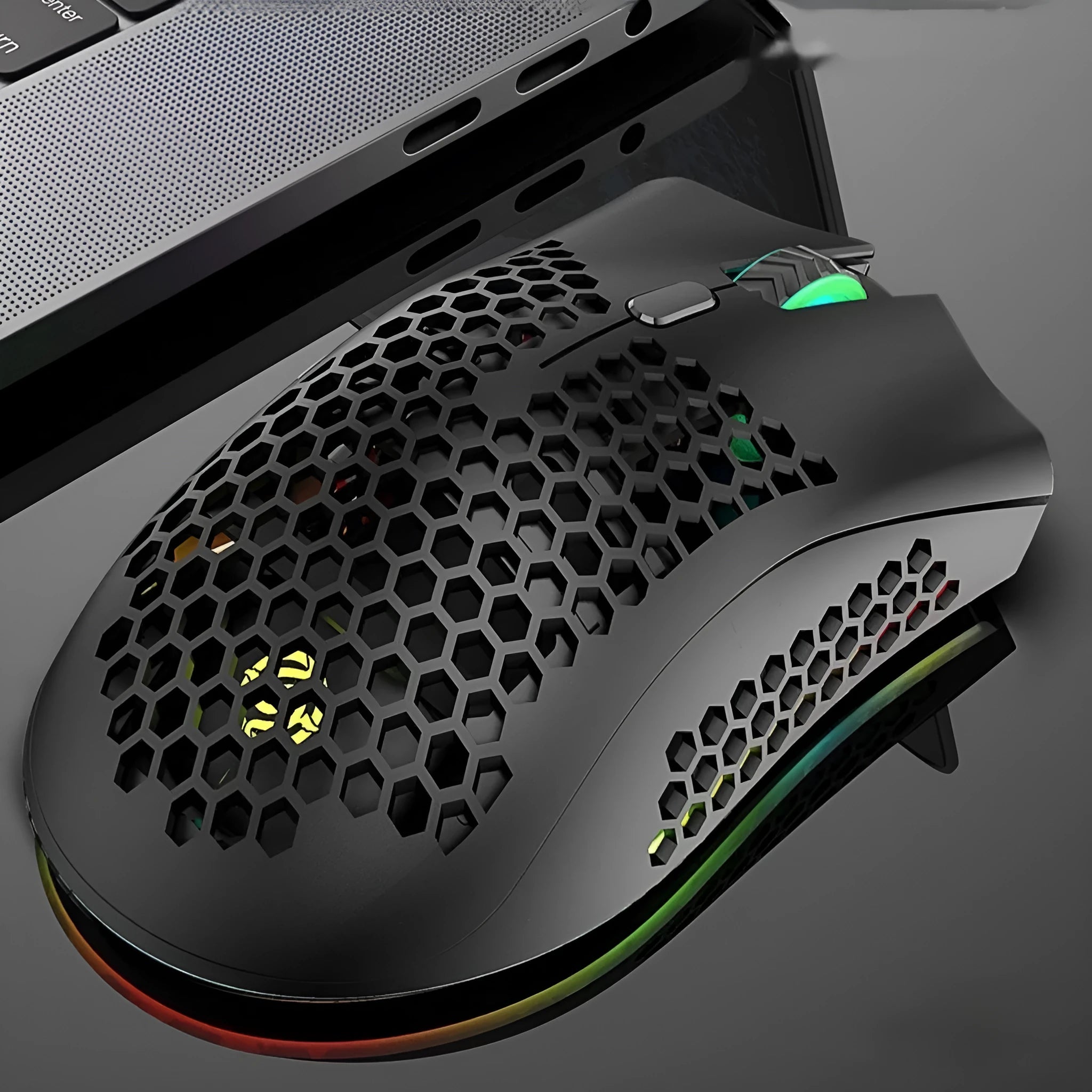 BM600 hollow-out wireless gaming mouse with luminous charging in black, cyan or white colours