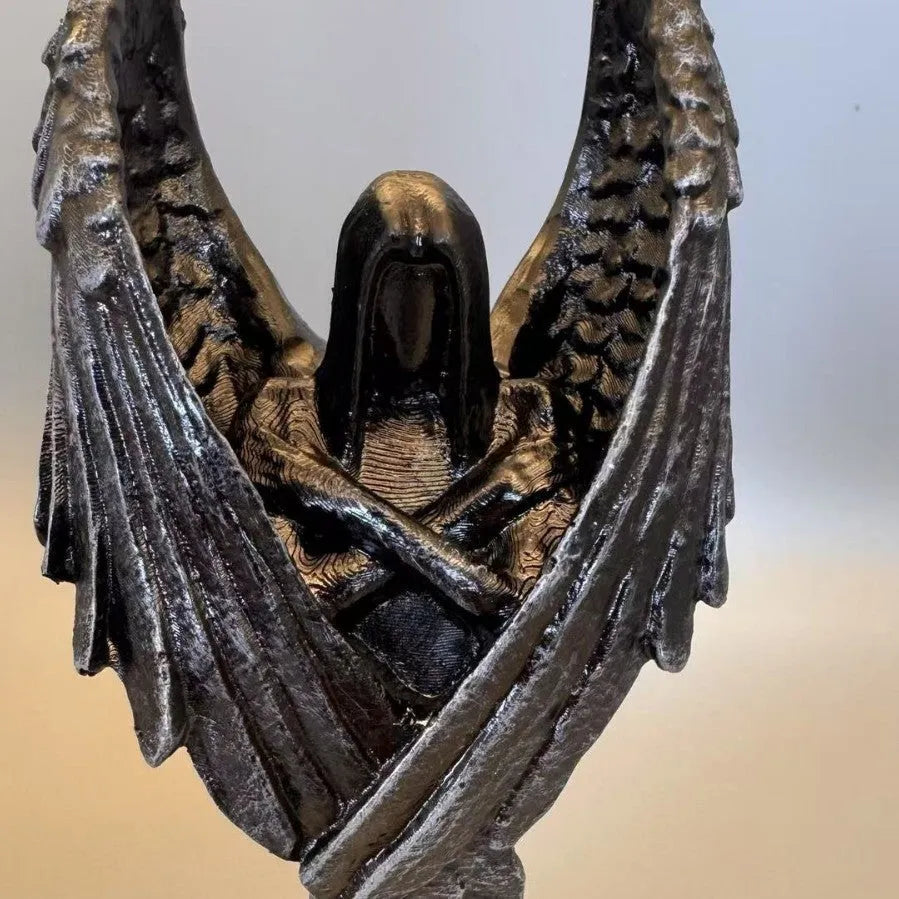 Dark Angel Statue resin decorative sculpture on display, showing gothic design and 17cm height.