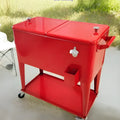Red metal insulated trolley with 750ml capacity for outdoor picnics and camping