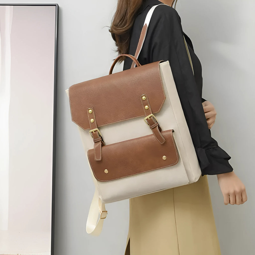 Korean style retro backpack in soft PU material available in four colours