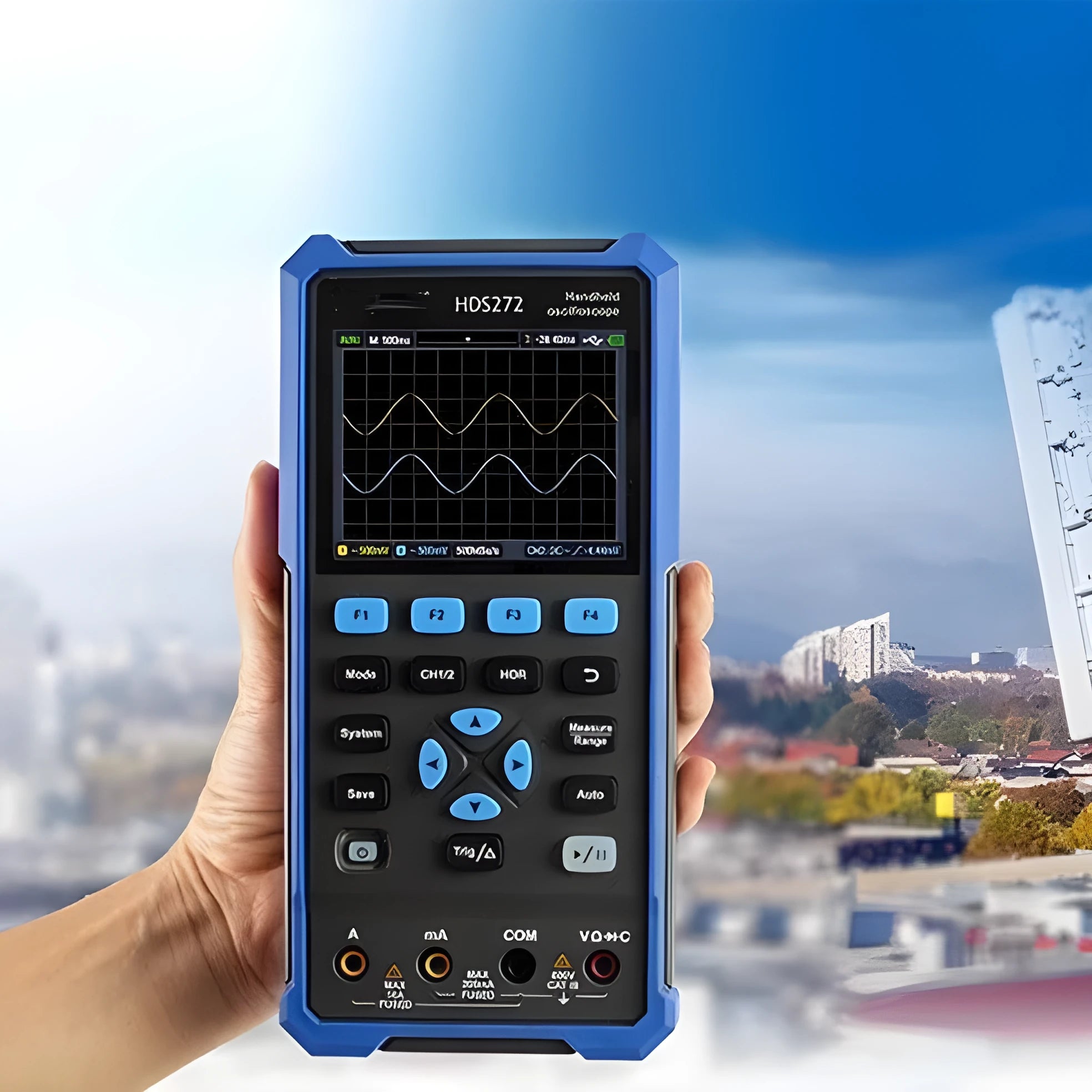 Owon HDS272 handheld digital oscilloscope with probe pens and accessories for auto repair