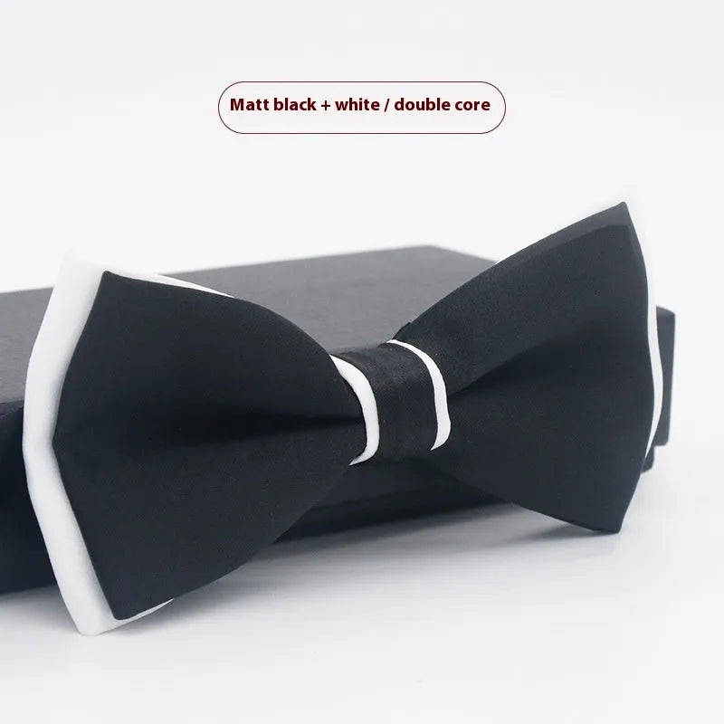 Men's solid colour formal bow tie in flat head style showing 12x6cm dimensions