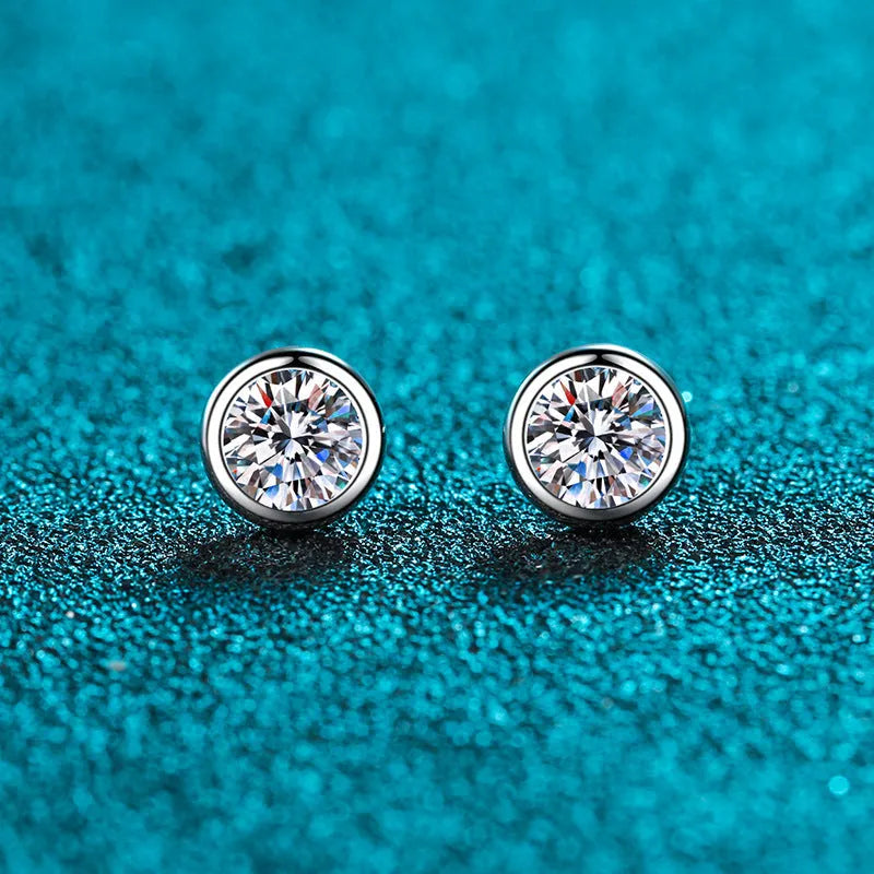 Geometric gold-plated 925 silver earrings with moissanite or zircon gemstones