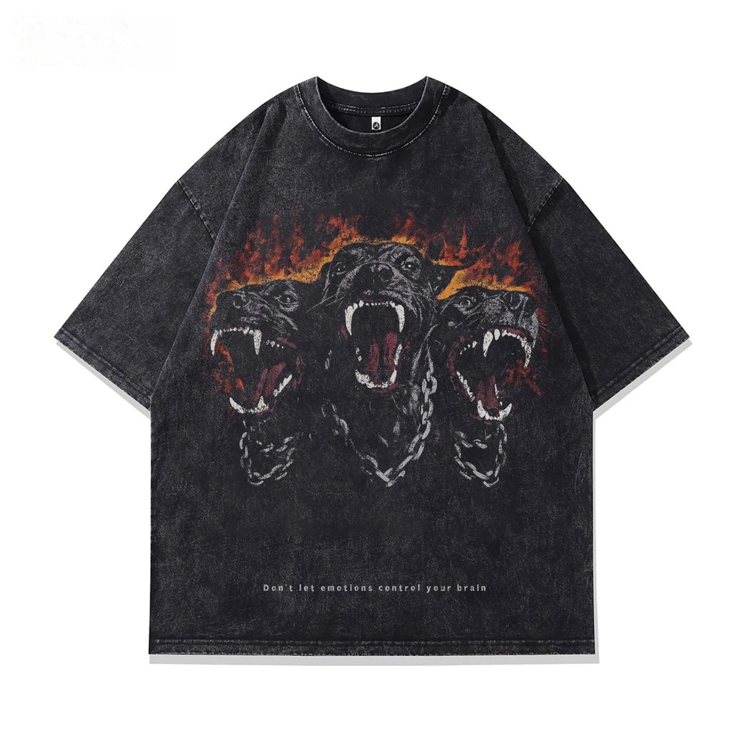 Men's loose fit short sleeve cotton T-shirt with character pattern print in Style03916 colour