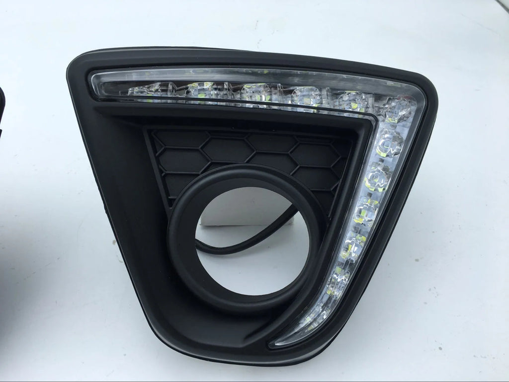 Mazda CX-5 daytime running light LED unit with electroplated metal housing and 12V electrical connection