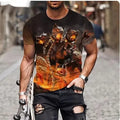 Men's grey t-shirt with dimensional 3D lion graphic print on front