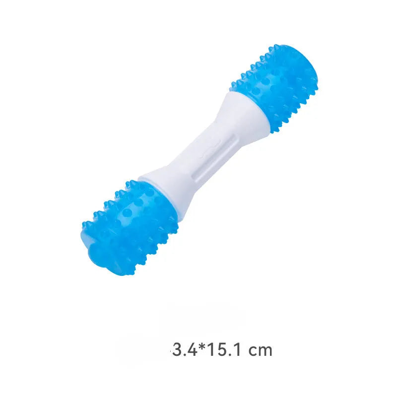 Dual-colour puppy teething chew toy made of TPR rubber and PU for moderate chewers