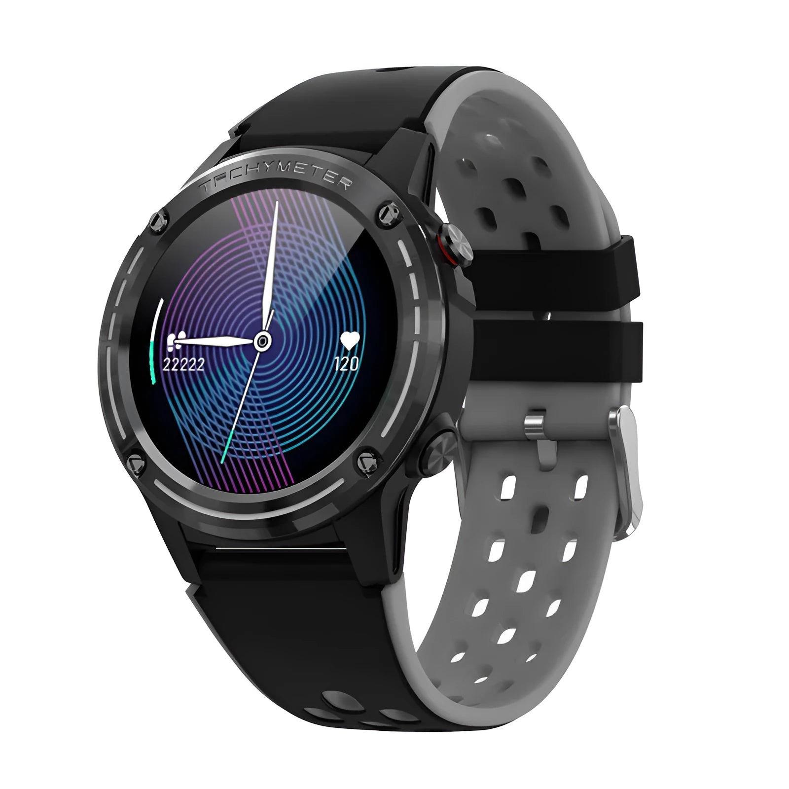 Simple outdoor sports smart watch with 1.3 inch touch screen and silicone strap in blue black silver grey green colours