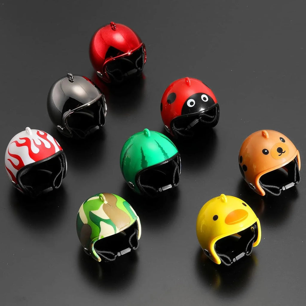 Small pet safety helmet for chickens and birds with adjustable elastic bands