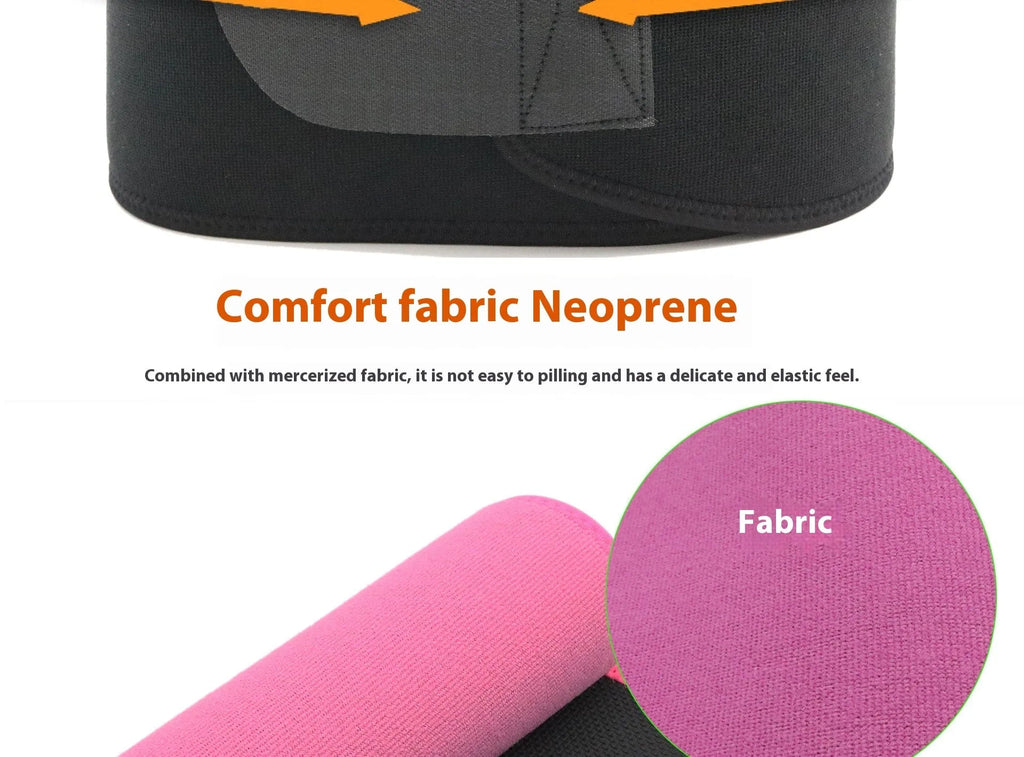 Neoprene lumbar support belt for adult fitness and running activities in black, blue, or pink