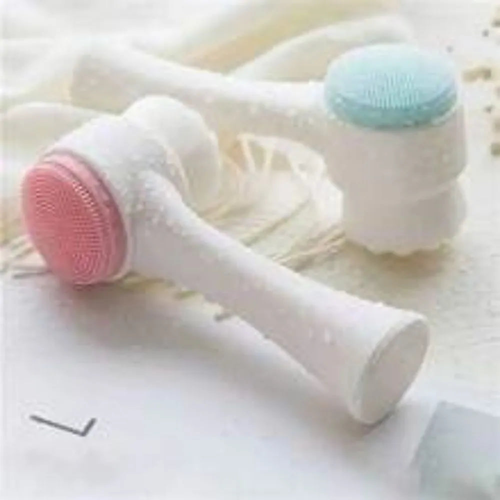Blue nylon bristle pet paw brush with a plastic handle for grooming dogs and cats