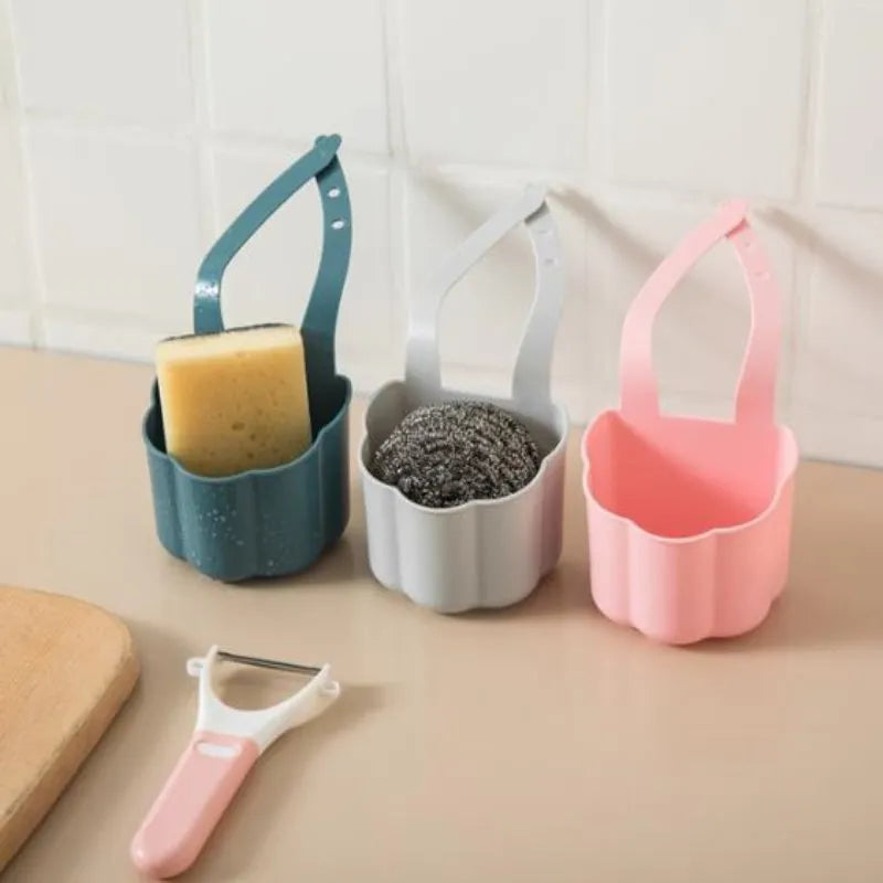 Nordic style plastic kitchen sink drain basket in blue, grey or pink colours