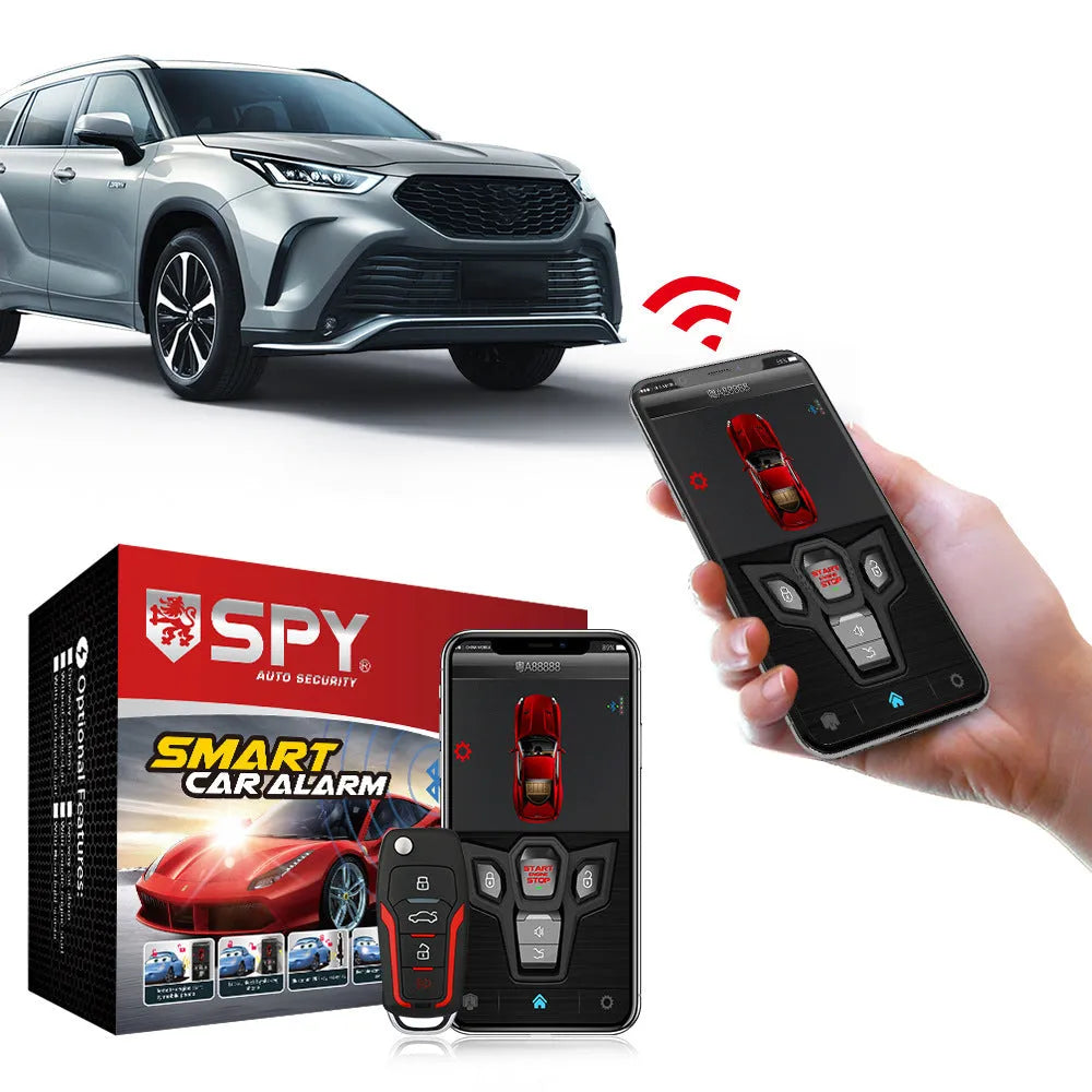 Red and black one-way remote car alarm system with two remote controls for vehicle security