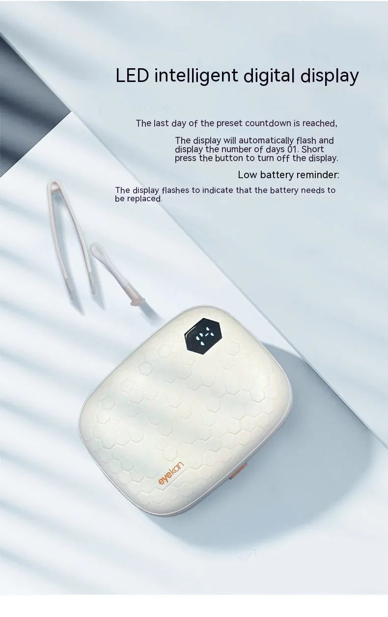 Electric ultrasonic cleaning machine in plastic with 85x65x30mm dimensions for invisible glasses in pearl white blue and pink