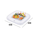 Inflatable ice bar set with cup holders and yellow ice bucket for party beverage cooling