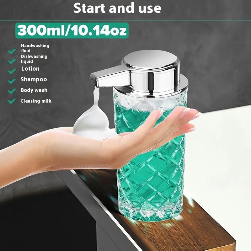 Automatic sensing soap dispenser with silver-plated finish and USB Type-C charging port
