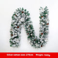 Christmas rattan garland with white flocking in a choice of five colours: golden, blue, silver, pink, and red.