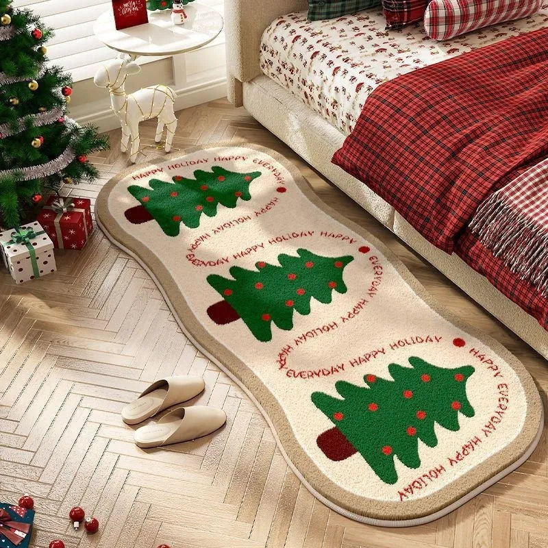 Imitation cashmere Christmas carpet decoration with festive pattern in various size options