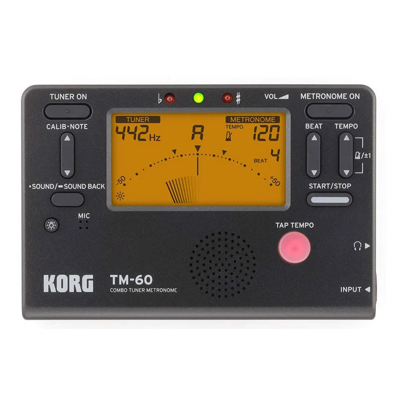 TM-60 model electronic metronome and tuner device with plastic shell