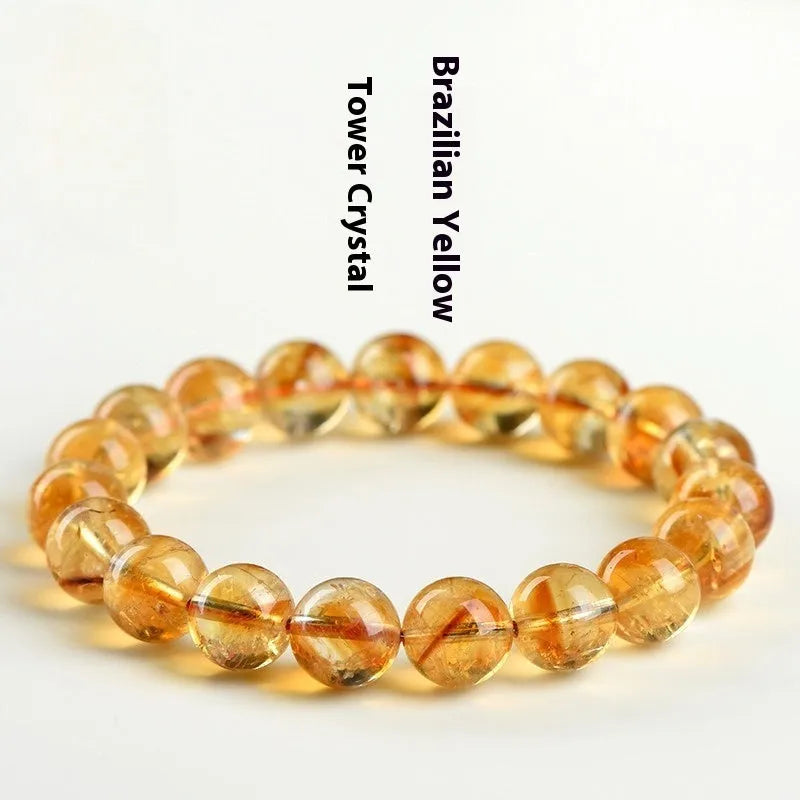 Natural yellow citrine gemstone bracelet showing single circle and three circle bead design options.