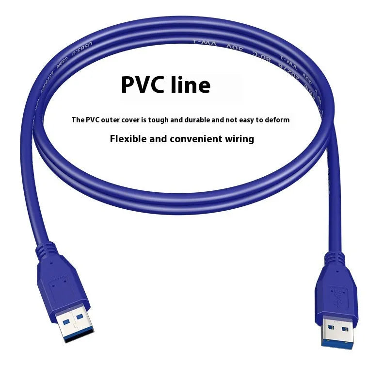 USB 3.0 male-to-male data cable with nickel-plated connectors for external hard drives