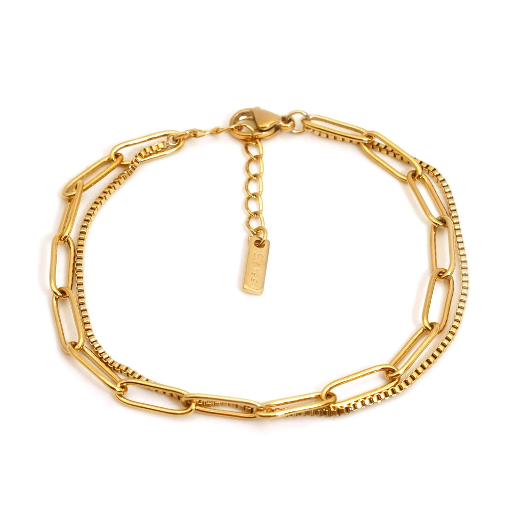 Double layer titanium steel bracelet for women in gold or silver electroplated finish