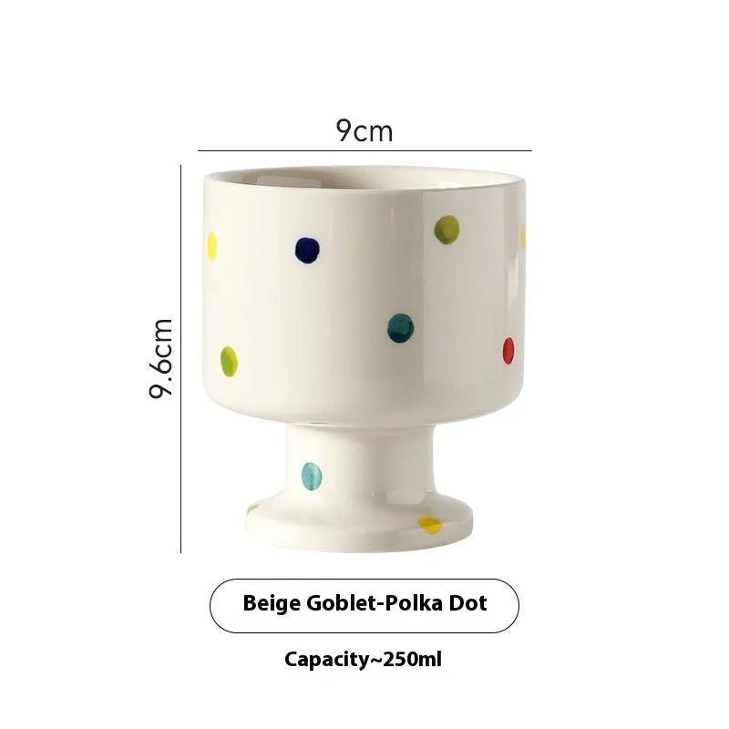 Hand-pinched irregular ceramic mug in solid colour with modern simple style, shown from side angle