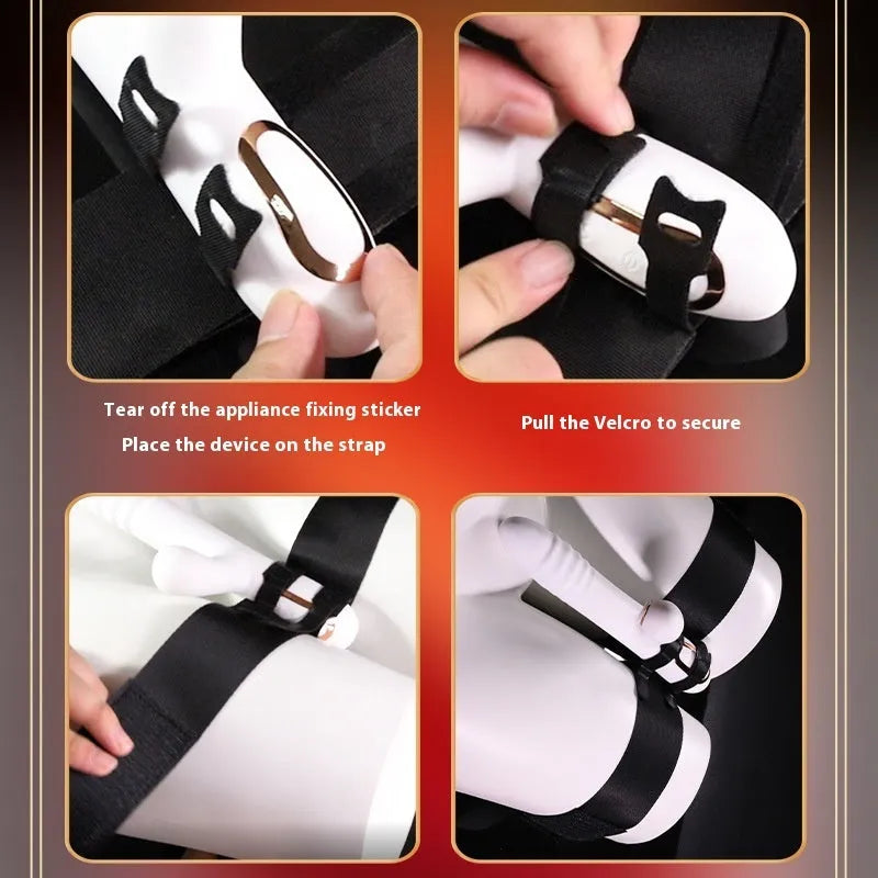 Black knitted belt strap for women's toy tools and harness-compatible adult products