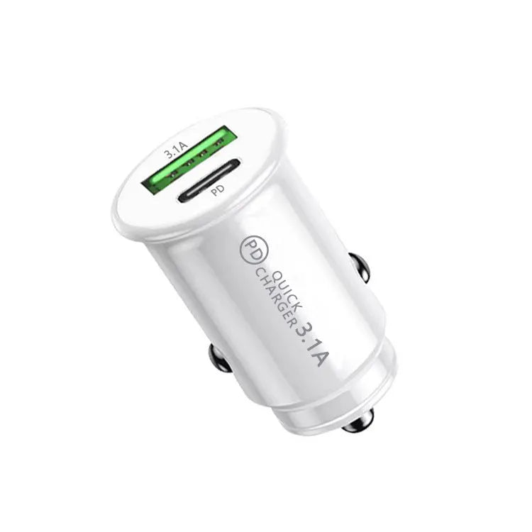 Black and white dual USB port car charger for vehicle 12V sockets