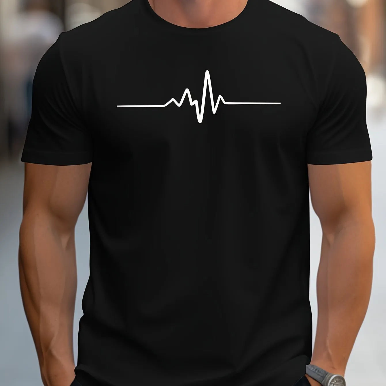 Men's loose fit 3D letter sports T-shirt in chemical fibre blend fabric with short sleeves