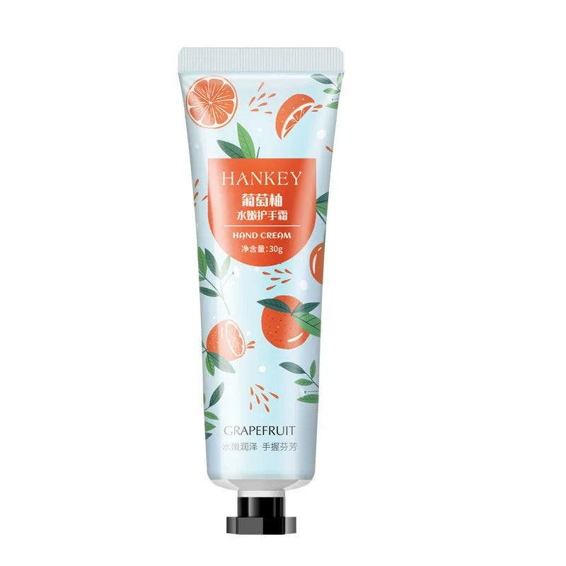 30g tube of fruit-based hand cream with eleven formula options including avocado and green tea
