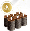 Black S6 LED flameless pillar candle with realistic flickering flame effect, 5cm diameter by 7cm high