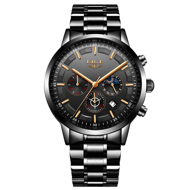 Men's waterproof quartz sports watch in multiple colour options with 12mm thickness