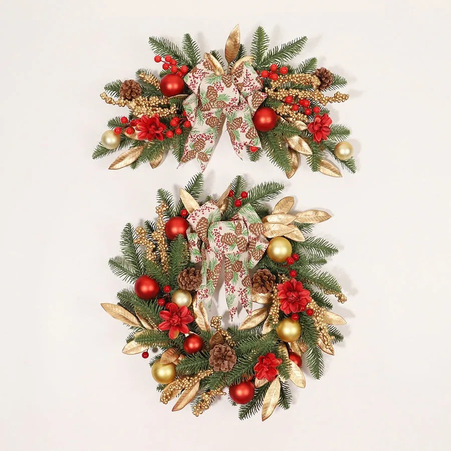 American country style plastic Christmas garland in four sizes with optional LED lighting for ceiling or wall display