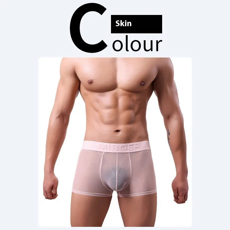 Men's thin invisible breathable boxer shorts in six colours with quick-drying polyester fabric