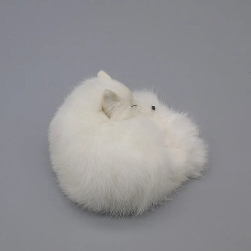 Artificial fox fur car decoration handicraft in red, white, or yellow colours measuring 15cm tall