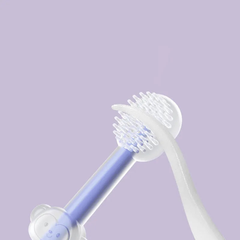 Silicone pet toothbrush set for dogs and cats in blue, green, and purple colours
