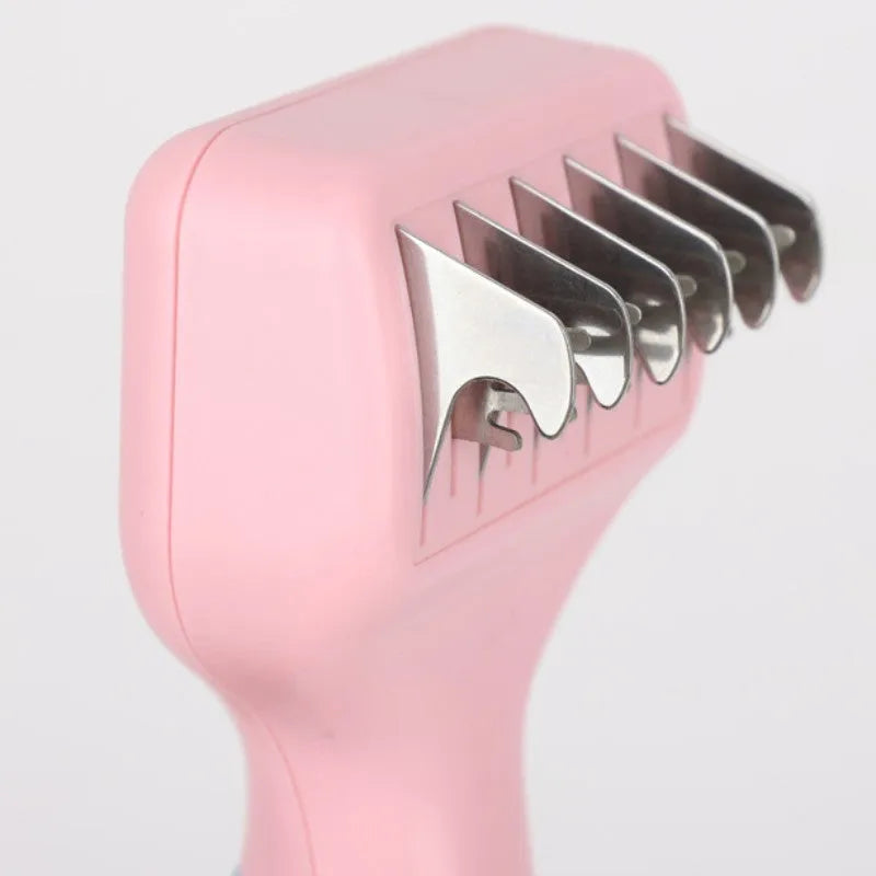 Stainless steel pet grooming comb with knot knife and brush pins for dogs and cats