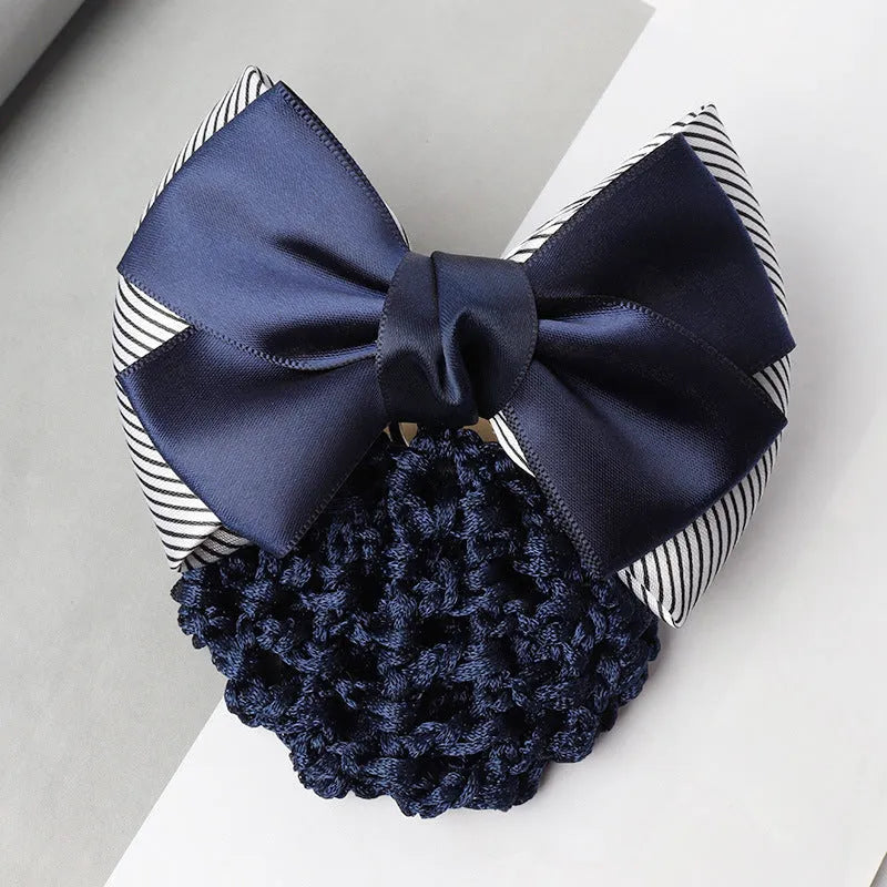 Professional two-bow mesh hair clip for female workers in various colours.
