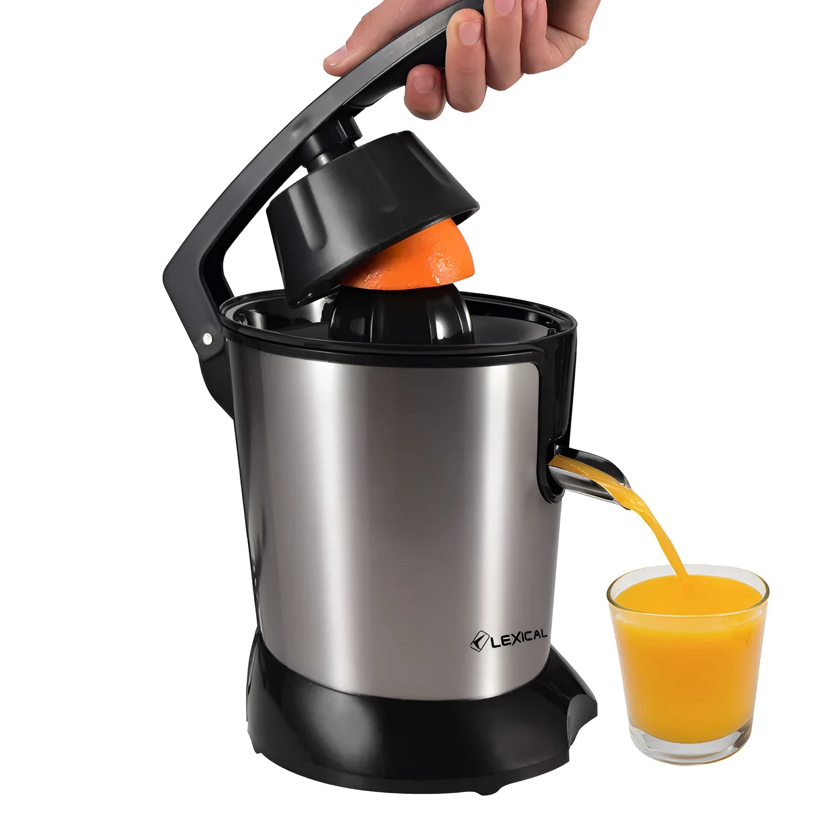 Citrus juicer with vertical screw rod cutter head for lemon and orange juice extraction