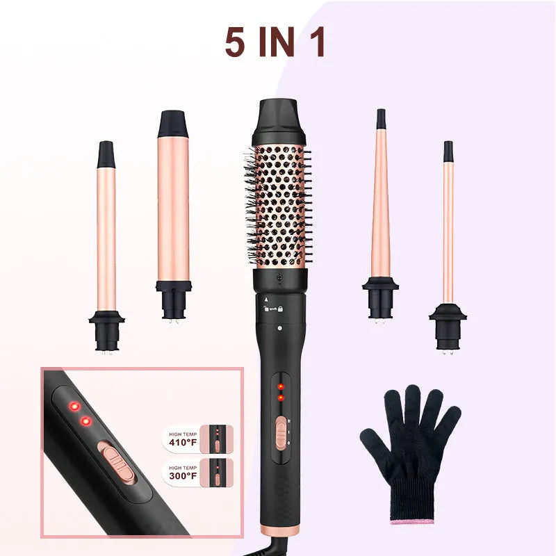 Three-tube water wave hair curler with dual curling and straightening functions on wired AC power