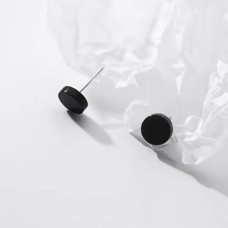 S999 sterling silver flat ear bone studs in silver and black colours, showing six size options from 3mm to 8mm diameter