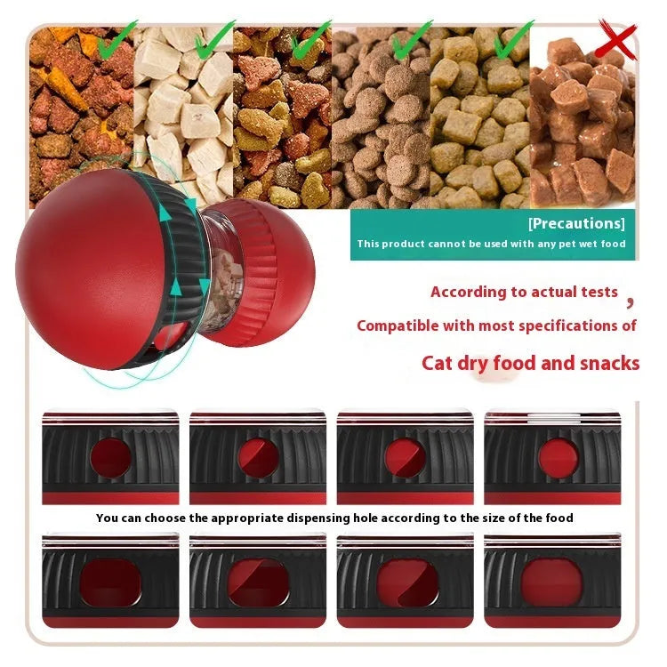 Rotating funny cat toy with sound super ball for food dropping pet play